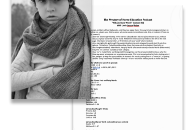The Mystery of Home Education Podcast Episode 30 "Kids and Cuss Words" Worksheet by Linda Lacour Hobar