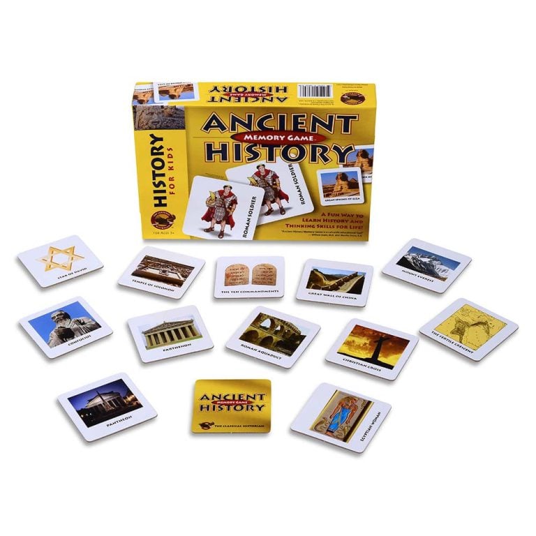 Ain image showing some of the cards for the Ancient History Memory Game